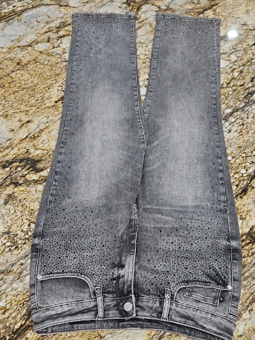 JUDY BLUE Women's Gray Rhinestone Jeans. Size 11/30 Inseam 29" Rise 10"